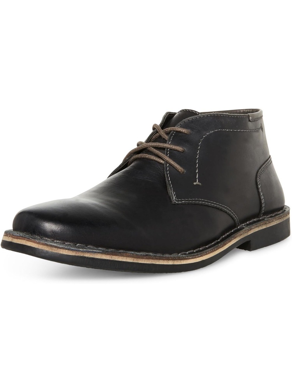 Steve Madden Harken Black Leather Chukka Boots with Contrast Outsole